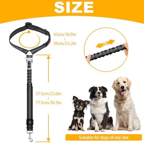 2-Pack Dog Car Seat Belt, 3-in-1 Headrest-Mounted Dog Seatbelt for Car, Adjustable Nylon Pet Safety Leash with Elastic Buffer & Reflective Stitching, Durable Car Harness for Dogs Fits Most Vehicles - Image 2