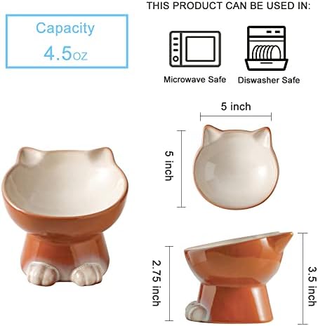 Nihow Elevated Cat Bowls,5 Inch Ceramic Raised Cat Food Bowl for Feeding - Image 2