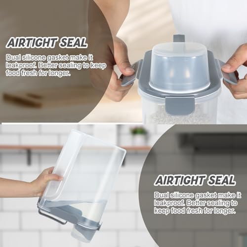 Airtight 10 Lbs Rice Storage Container Pet Dog Cat Food Holder 5 Lbs - Grey - Image 5