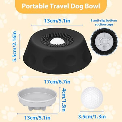 Dog Licking Bowl with Rolling Ball - Slow Feeder Dog Lick Bowls for Yogurt Liquid Treat, Anti-Slip Entertained Bone Broth 5/6 Cup Pup Licking Toy for Large Medium Small Pet Cats Dietary Black - Image 6