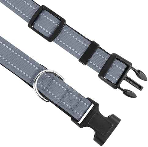 Reflective Dog Collar, Adjustable Soft Neoprene Padded,Gray,XS - Image 3