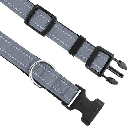 Reflective Dog Collar, Adjustable Soft Neoprene Padded,Gray,XS - Image 3