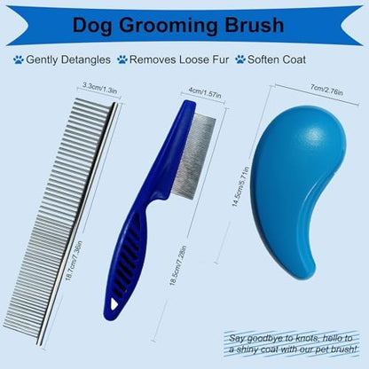 3 PCS Puppy Brush Grooming Kit (Blue) - Image 2