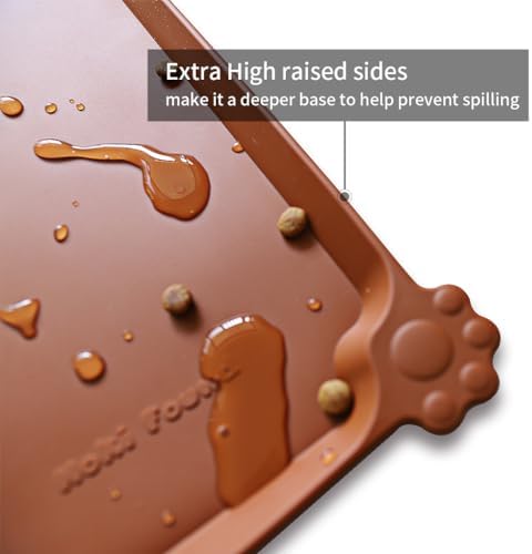 Hoki XX-Large Silicone Non Slip Pet Food Mats - Tray, Dog & Cat Bowl Mats, Waterproof, for Carpet, Caramel - Image 2