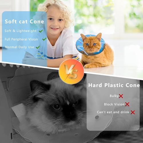Seyezo Cat Cone Collar Soft, Adjustable Cat Recovery Cone, Waterproof Blue - Image 6
