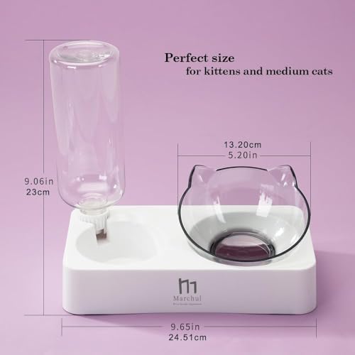 Marchul Tilted Cat Food Bowl with Feeding Mat for Food and Water, Food Feeding Dishes for Raised Cats and Puppies - Image 6