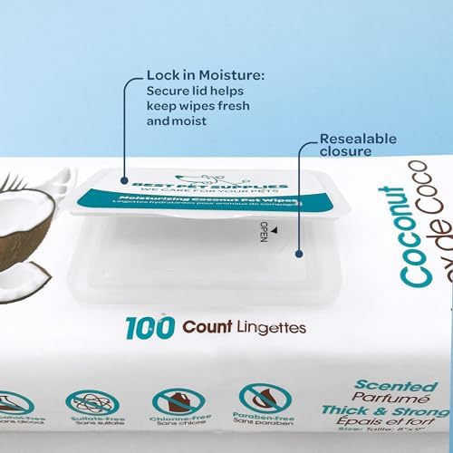 Best Pet Supplies Cleaning Dog Wipes - Moisturizing Coconut 100 Count - Image 4