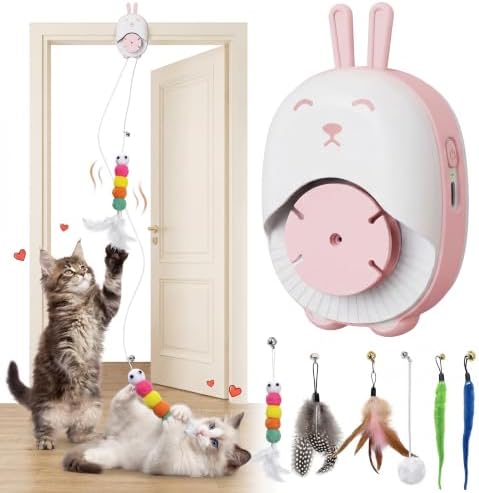 Interactive Cat Toys for Indoor Cats, USB Rechargeable Electric Teaser with Clip, Automatic Cat Toys to Self Play Enrichment Toy for Bored Kittens & Adult Cats (Pink) by Unknown