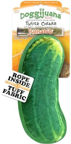 Doggijuana Tuffer Chewer Plush Dog Toy, Dill Pickle | Squeaky Refillable by Doggijuana