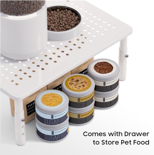 W‌SOWX Adjustable Automatic Cat Feeder Stand, Elevated Cat Food Stand,White - Image 5