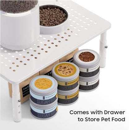 W‌SOWX Adjustable Automatic Cat Feeder Stand, Elevated Cat Food Stand,White - Image 5