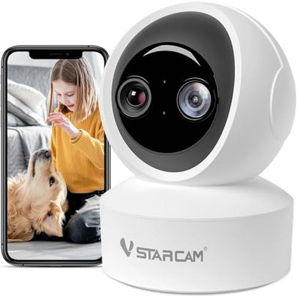 VSTARCAM 2K HD Pet Camera with Phone App, Indoor Camera for Home Night Vision, 2-Way Audio, Motion Detection, 2.4G WiFi Dual Monitor, 7/24 Recording, Cloud/SD Card Storage by VSTARCAM