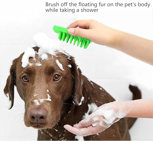 Pet Bath & Massage Brush,Pet Grooming Brush,Soft Rubber Scrubber for Brushing,Massaging,Bathing,Shampooing and Reducing Hairballs (Green, Style 1) - Image 5