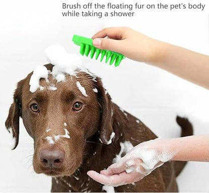 Pet Bath & Massage Brush,Pet Grooming Brush,Soft Rubber Scrubber for Brushing,Massaging,Bathing,Shampooing and Reducing Hairballs (Green, Style 1) - Image 5
