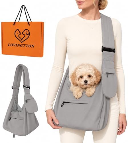Dog Sling Carrier for Small Dogs and Cats up to 9 lbs, Adjustable Dog Carrier Sling for Puppies, Hands-Free Pet Sling, Breathable Cat Sling Carrier, Machine Washable (Moonstone Grey) by Unknown