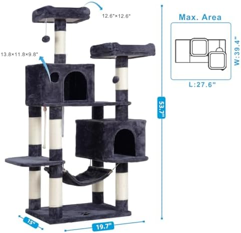 Hey-brother Cat Tree Tower with Sisal Scratching Posts, Big Condo, MPJ020G - Image 3