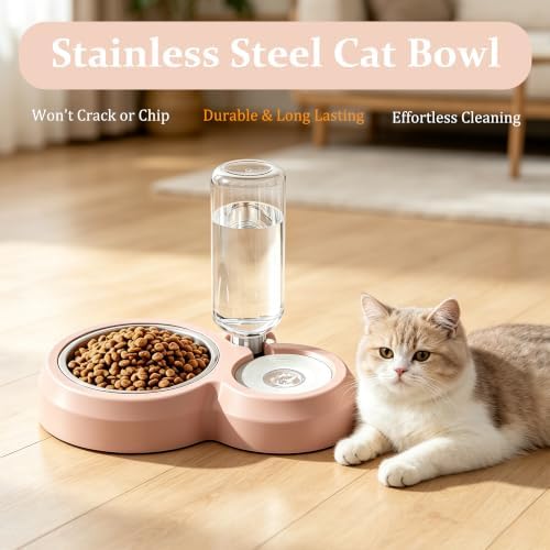Double Dog Bowls, Cat Food & Water Bowl Set with Water Dispenser - Image 2