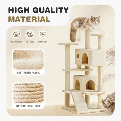 54 Inch Cat Tree Tower with Natural Sisal Scratching Post - Image 6