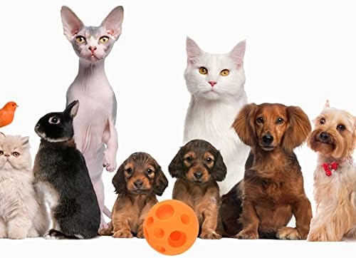 Evan Dog Toy Balls, 5 Inch Treat Tricky Ball Food Dispensing Toys Tricky Fun Interactive Dog Toy Food Dispenser Toy Puzzle Toy Ball Dog Chew Toys Ball for Large Medium Slow Feeder Dog Bowls（Orange） - Image 5