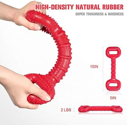 Feeko Dog Toys for Aggressive Chewers Large Breed, 15 inch Interactive Long Lasting Dogs Toy with Convex Design Natural Rubber Tug-of-war Toy for Medium Large Tooth Clean(Red) - Image 4