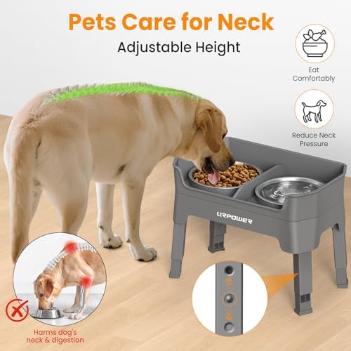 URPOWER Elevated Dog Bowls, 3-in-1 Double Deck Raised Dog Bowl Stand - Image 6