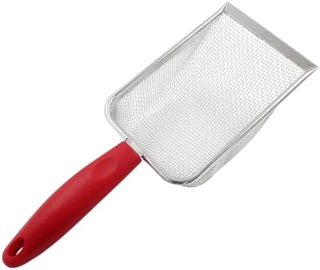 Hordion Cat Litter Scoop Stainless Steel Mesh Scooper, 2mm Mesh, Red - Image 2