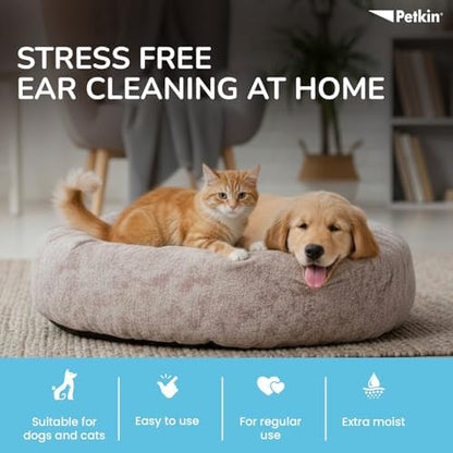 Petkin Jumbo Pet Ear Wipes, 80 Extra Moist Wipes - Soothing & Deodorizing Pet Ear Cleaner to Remove Dirt, Odor, & Wax - Safe, Convenient, & Easy to Use Pet Wipes for Dogs, Cats, Puppies & Kittens - Image 5