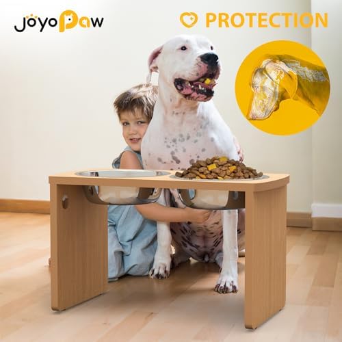 Elevated Dog Bowls, Waterproof Raised Dog Bowl for Medium & Large Dogs, HIPS Poly Lumber Stand with 2 Stainless Steel Bowls (HIPS Poly Lumber, Teak-Color) - Image 3