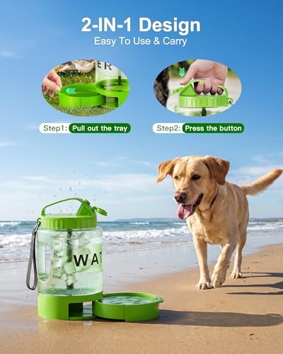 77 oz Portable Dog Water Bottle, 2.2L Dog Travel Water Dispenser Olive Green - Image 4
