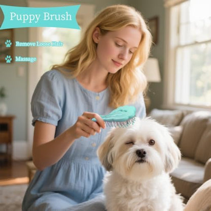 Cloud-Shaped Soft Bristle Small Dog Brush, Puppy Essentials (Sky Blue) - Image 6
