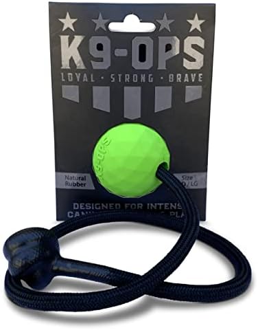 K9 Ops Dog Ball on a Rope Moki Tug Toy - Solid Rubber Fetch Training Reward - Large Dogs Tugs Durable Aggressive Chewers (Envy Green, MD/LG) by K9+Ops