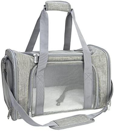Soft Sided Carrier for Small Medium Cats Dogs,TSA Airline Approved Collapsible Travel Pet Carrier Medium Grey by NextFri