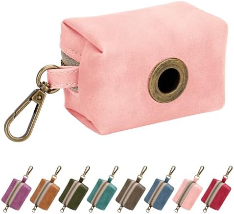 Didog Dog Poop Bag Holder for Leash, Stylish PU Leather, Pink by Didog