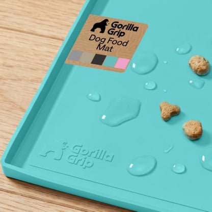 GORILLA GRIP Waterproof Dog Food Mat, Pet Feeding Placemat, 16x10 Turquoise by GorillaGrip