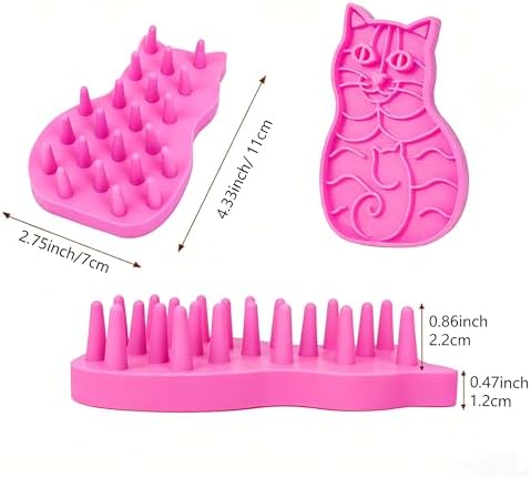 Pet Bath & Massage Brush,Pet Grooming Brush,Soft Rubber Scrubber for Brushing,Massaging,Bathing,Shampooing and Reducing Hairballs (Pink, Style 1) - Image 2