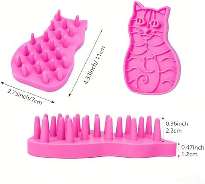 Pet Bath & Massage Brush,Pet Grooming Brush,Soft Rubber Scrubber for Brushing,Massaging,Bathing,Shampooing and Reducing Hairballs (Pink, Style 1) - Image 2