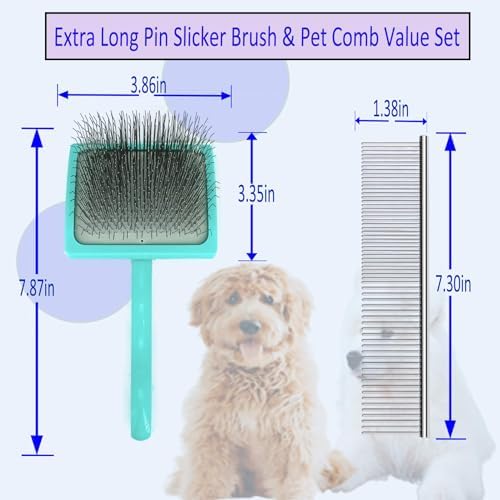 Doodle Brush for Dogs - Goldendoodle Brush with Poodle Comb - Goldendoodle Must Haves Grooming Tools - Pet Comb Value Kit Designed for Doodles, Labradoodles, Bernedoodles - Large-Extra Long Pin 31mm - Image 2