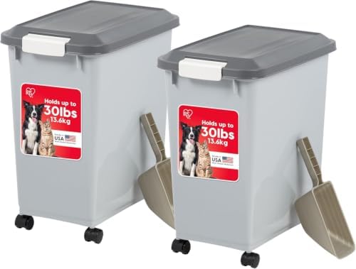 IRIS USA Dog Food Storage Container, 2-Pack, Up to 30 lbs, Gray/Dark Gray by IRISUSA