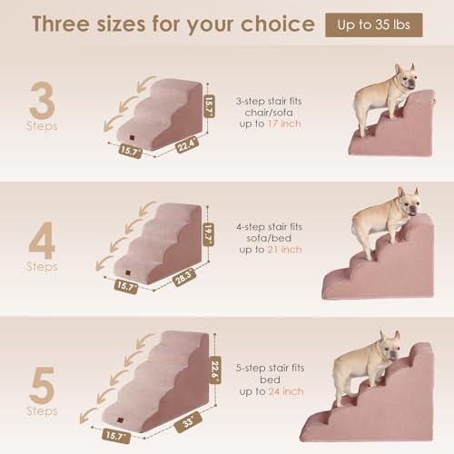 EHEYCIGA Curved Dog Stairs Ramp, 5-Step High Beds, 22.6" H Pet Step - Image 2