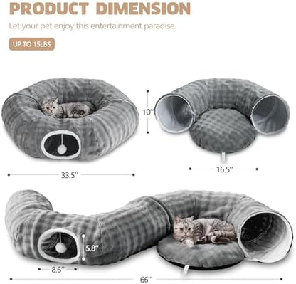 Bubble Round Cat Tunnel for Indoor Cats, Grey - Image 6