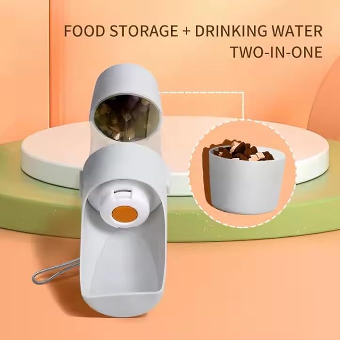 Dog Water Bottle Portable-Travel Water with Food Container, Leak Proof and Lightweight Water Bottle for Dogs,Dog Stuff Accessories Items,Lightweight & Convenient for Outdoor (Gray, Small)