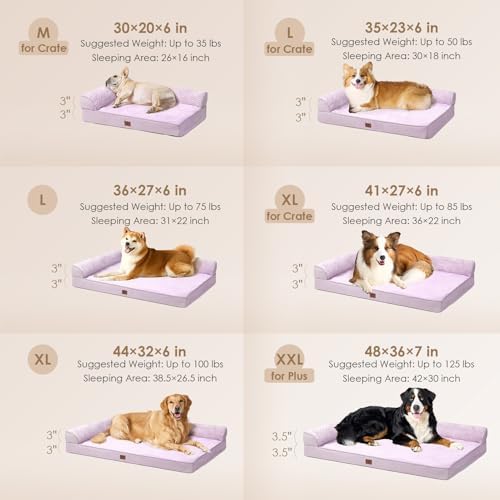 EHEYCIGA Orthopedic Dog Bed, Medium Memory Foam Dog Bed, Lilac - Image 2