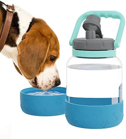 Asobu Buddy Bottle a Stainless Steel Insulated Water Bottle for with Removable Dog Water Bowl and Dog Food and Treat Storage Bowl (Blue, 50 Ounce) by Asobu