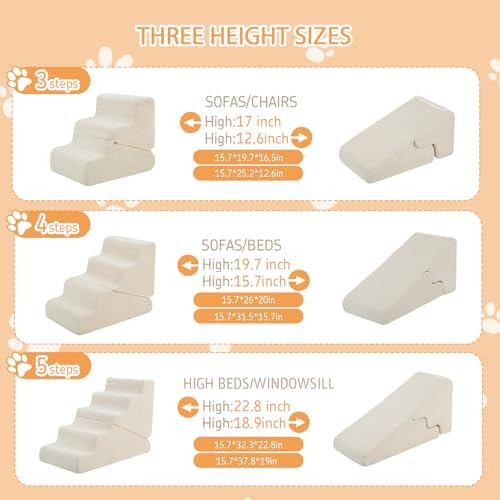 Dog Ramp for Bed, 20" H Dog Stairs for High Bed - Image 4