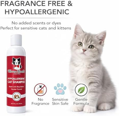 Warren London Hypoallergenic Cat Shampoo + Conditioner – Unscented 8 oz | Shea Butter Moisturizes Dry Skin & Reduces Dandruff | Soap-Free 2-in-1 for Dander & Allergy Control | Made in USA - Image 3