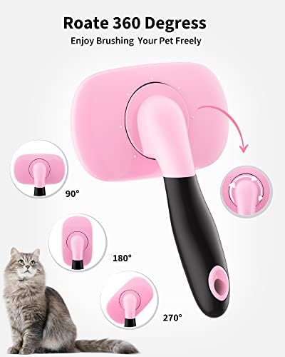 Glendan Dog & Cat Brush- Slicker Pet Brush- Shedding Grooming Tools (Pink) - Image 3
