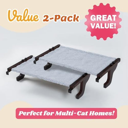 Zakkart 2-PC Easy Seat Cat Perch for Windowsill (Dark Stained Wood/Gray, L) - Image 2