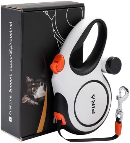 PINA Upgraded Retractable Dog Leash, 26 ft Dog Leash for Small Medium Large Dogs Up to 110lbs, Heavy Duty Reflective Nylon Tape 360° Tangle-Free, with Anti-Slip Handle, One-Handed Brake, Pause, Lock by PINA