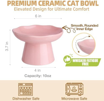 6" Elevated Cat Bowls,Ceramic cat Food Bowl, Pink, 1-Pack - Image 2