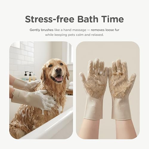 Pet Grooming Silicone Gloves, Gentle Dog Bathing Shampoo Brush - Image 6
